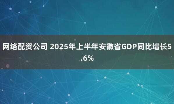 网络配资公司 2025年上半年安徽省GDP同比增长5.6%